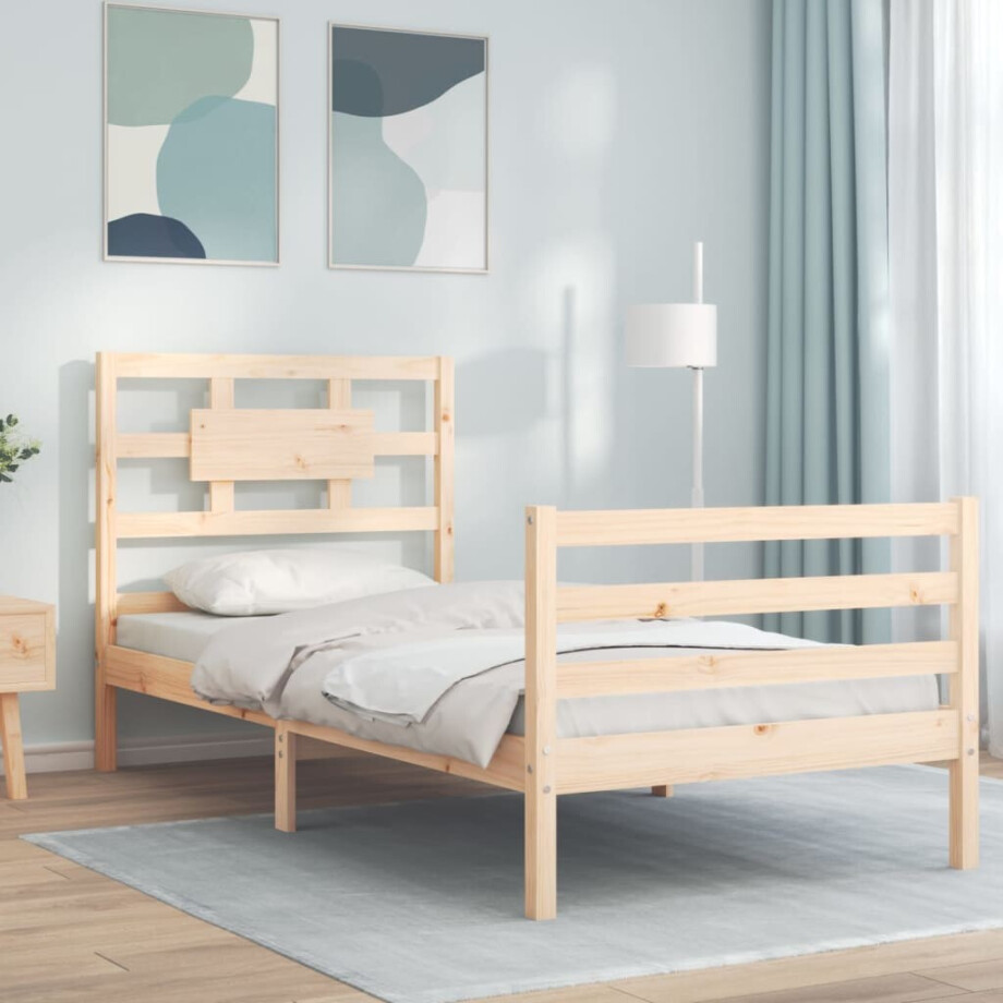 vidaXL Bedframe met hoofdbord massief hout vidaXL Bedframe met hoofdbord massief hout afbeelding 1