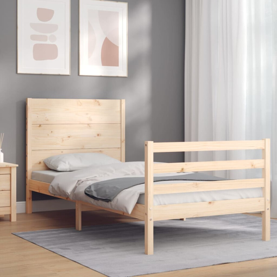 vidaXL Bedframe met hoofdbord massief hout vidaXL Bedframe met hoofdbord massief hout afbeelding 1
