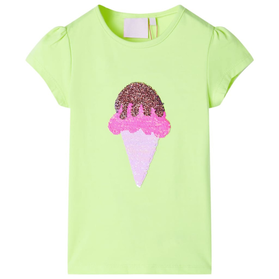 vidaXL Kindershirt 128 neongeel afbeelding 1