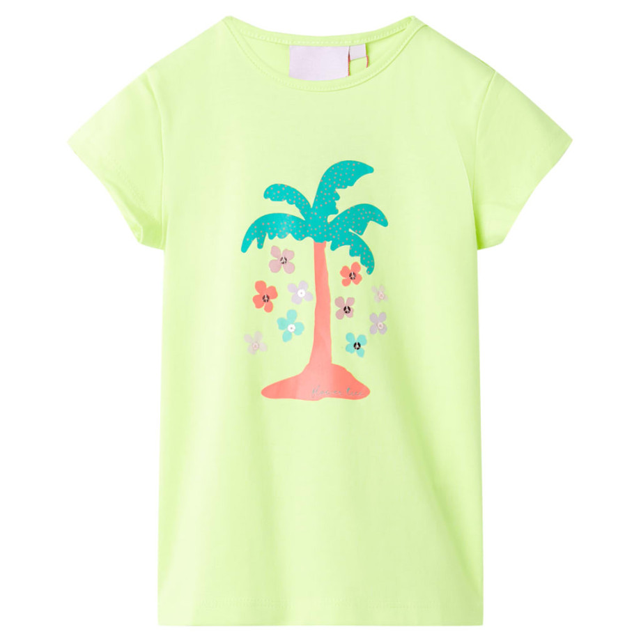 vidaXL Kindershirt 92 fluorescerend geel afbeelding 1