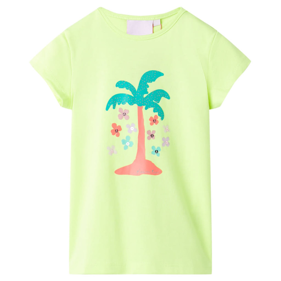 vidaXL Kindershirt 116 fluorescerend geel afbeelding 1