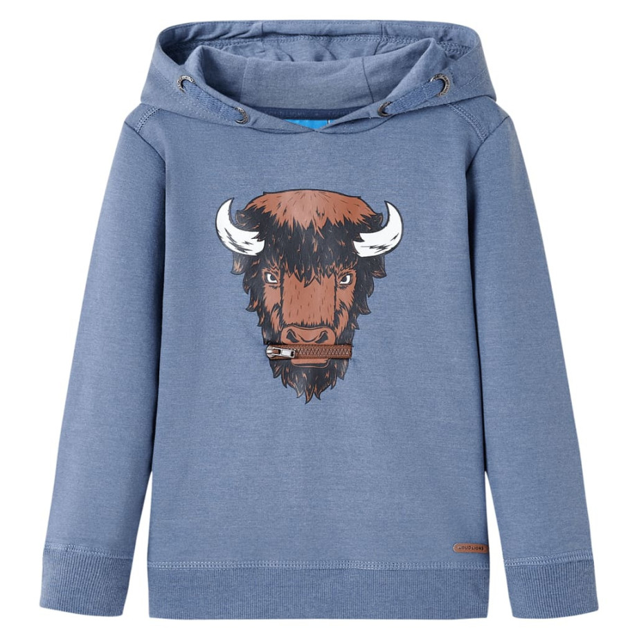 vidaXL Kindertrui met capuchon 92 gemêleerd blauw afbeelding 1