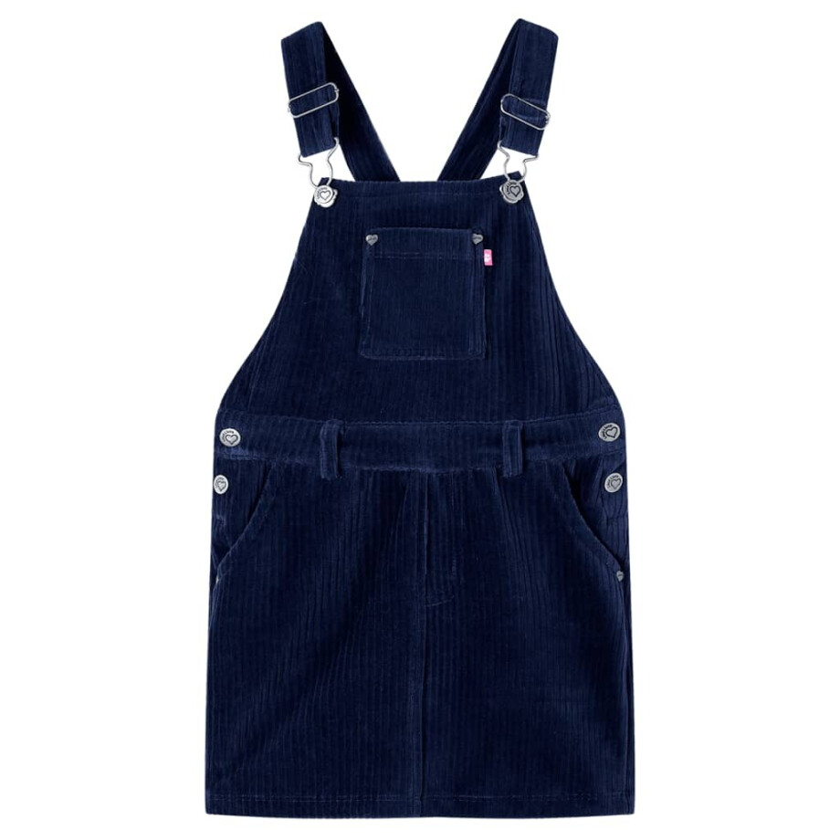 vidaXL Kindertuinjurk 128 ribfluweel marineblauw afbeelding 1