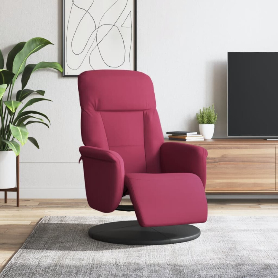 vidaXL Fauteuil verstelbaar met voetensteun fluweel wijnrood afbeelding 1