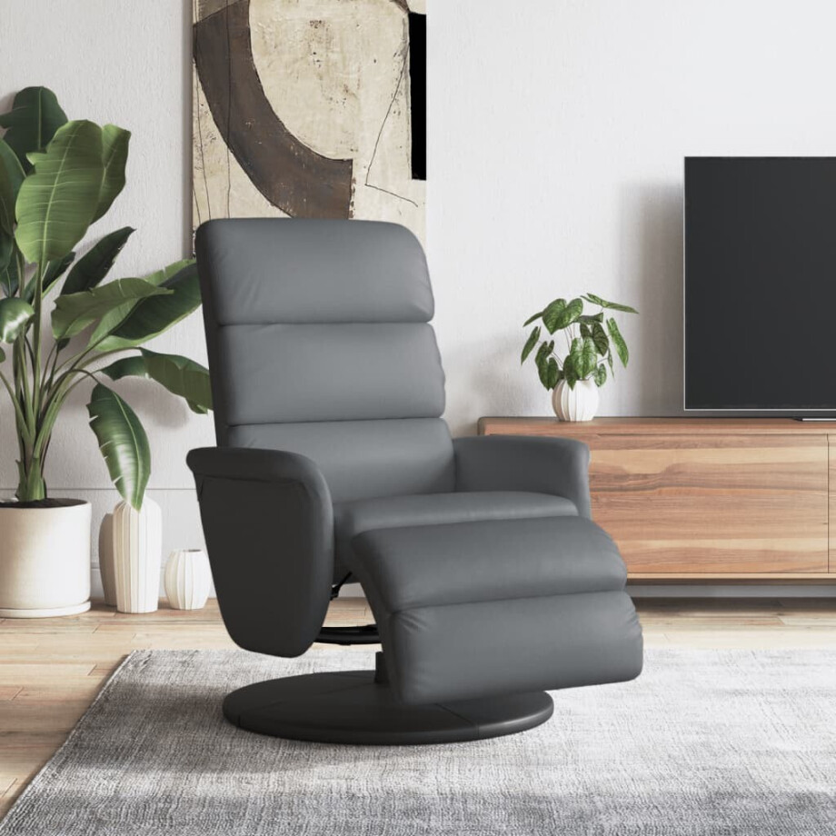 vidaXL Fauteuil verstelbaar met voetensteun kunstleer grijs afbeelding 1