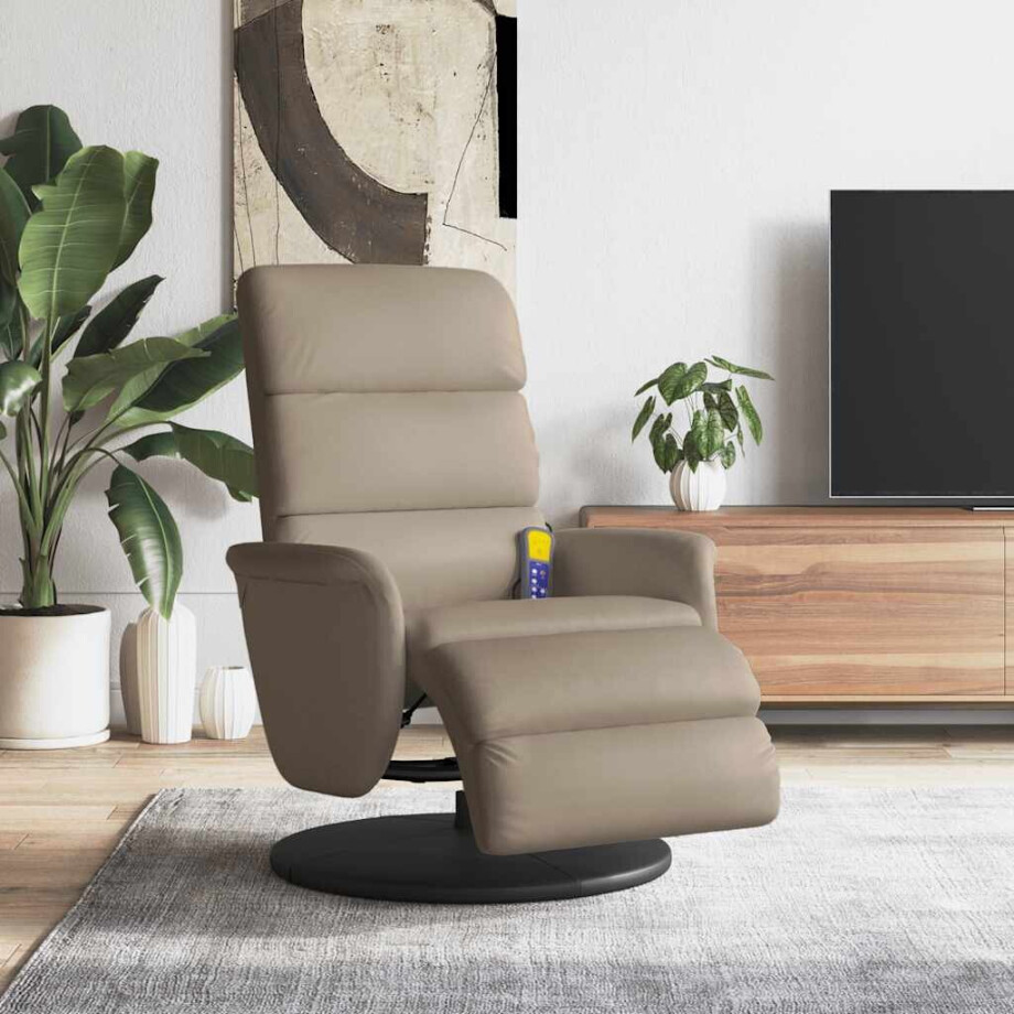 vidaXL Massagestoel verstelbaar met voetensteun kunstleer cappuccino afbeelding 1