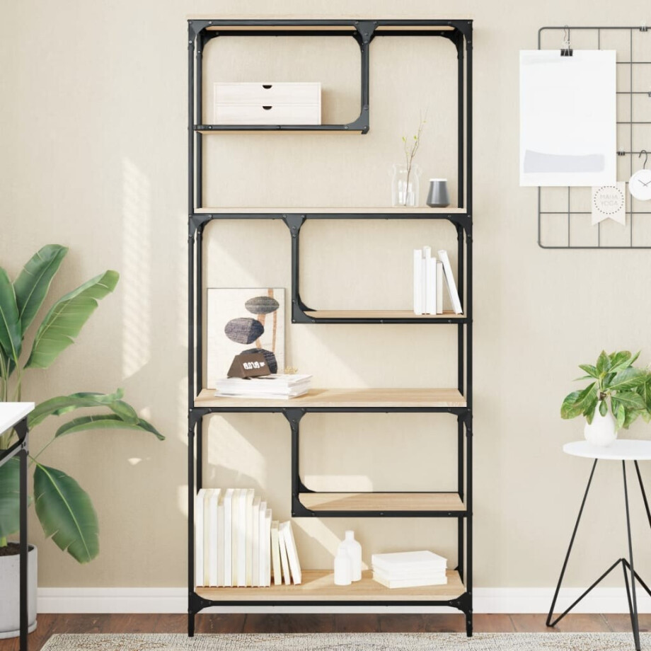vidaXL Boekenkast 81x36x176 cm bewerkt hout sonoma eikenkleurig afbeelding 1