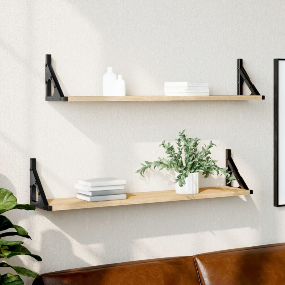 vidaXL Wandplanken 2 st Sonoma eiken 80x15x15,5 cm bewerkt hout vidaXL Wandplanken 2 st Sonoma eiken 80x15x15,5 cm bewerkt hout afbeelding 1