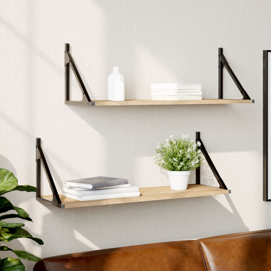 vidaXL Wandplanken 2 st Sonoma eiken 80x25x25,5 cm bewerkt hout vidaXL Wandplanken 2 st Sonoma eiken 80x25x25,5 cm bewerkt hout afbeelding 1