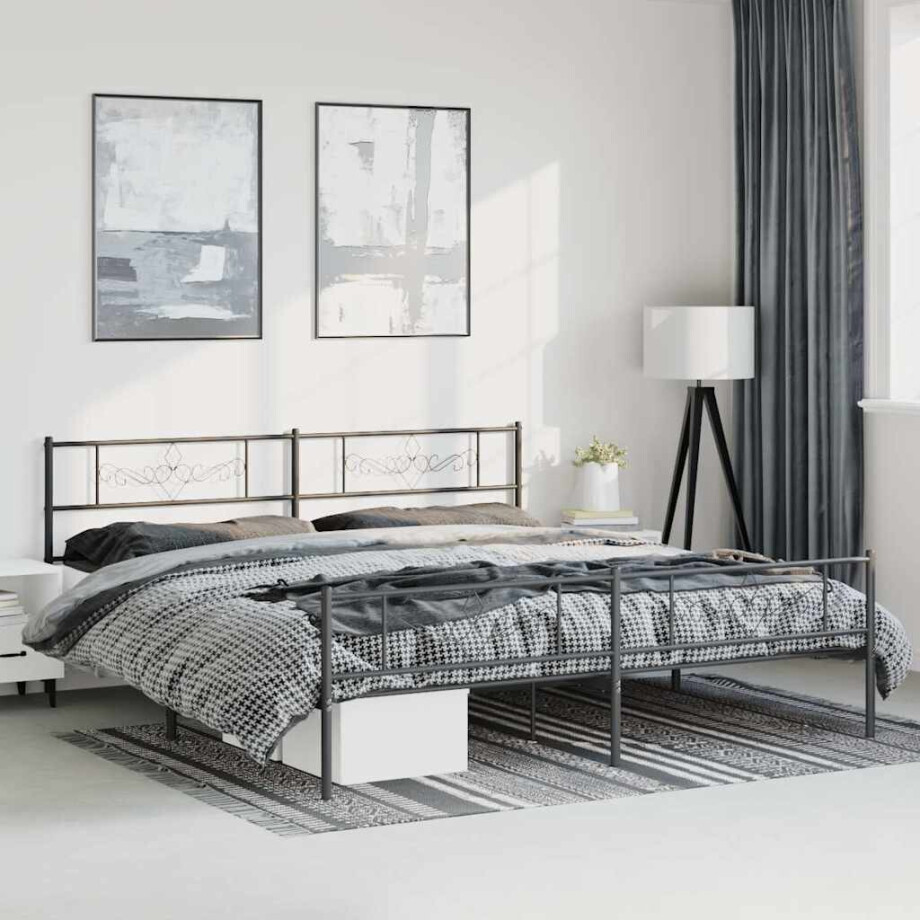 vidaXL Bedframe met hoofd- en voeteneinde metaal zwart 193x203 cm vidaXL Bedframe met hoofd- en voeteneinde metaal zwart 193x203 cm afbeelding 1