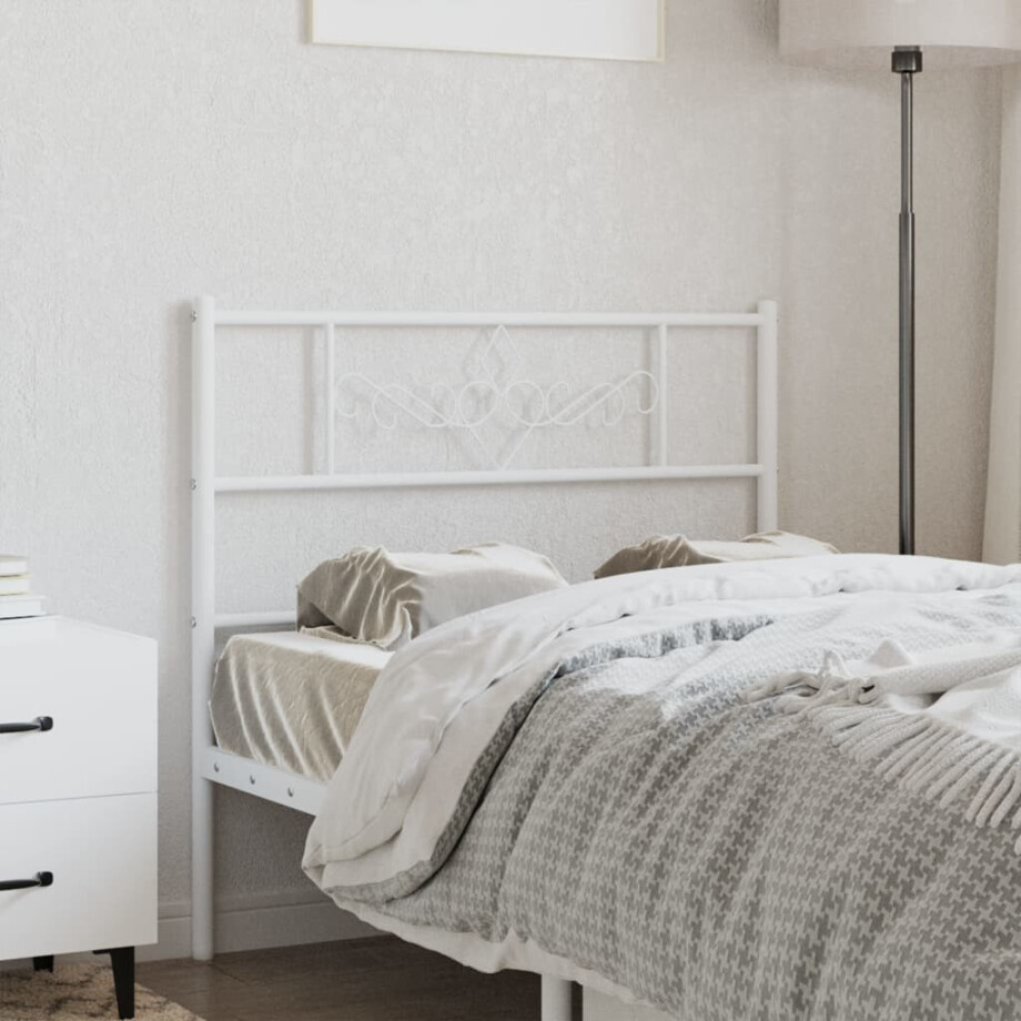 vidaXL Vervangend hoofdbord 107 cm metaal wit afbeelding 1