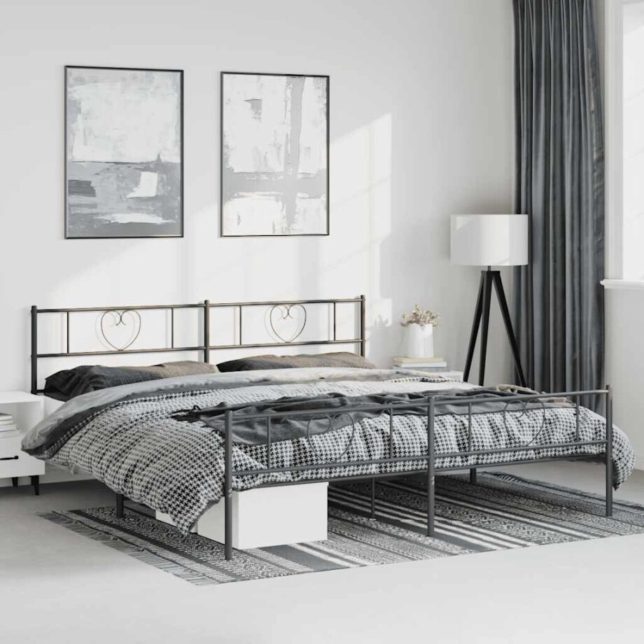 vidaXL Bedframe met hoofd- en voeteneinde metaal zwart 183x213 cm vidaXL Bedframe met hoofd- en voeteneinde metaal zwart 183x213 cm afbeelding 1