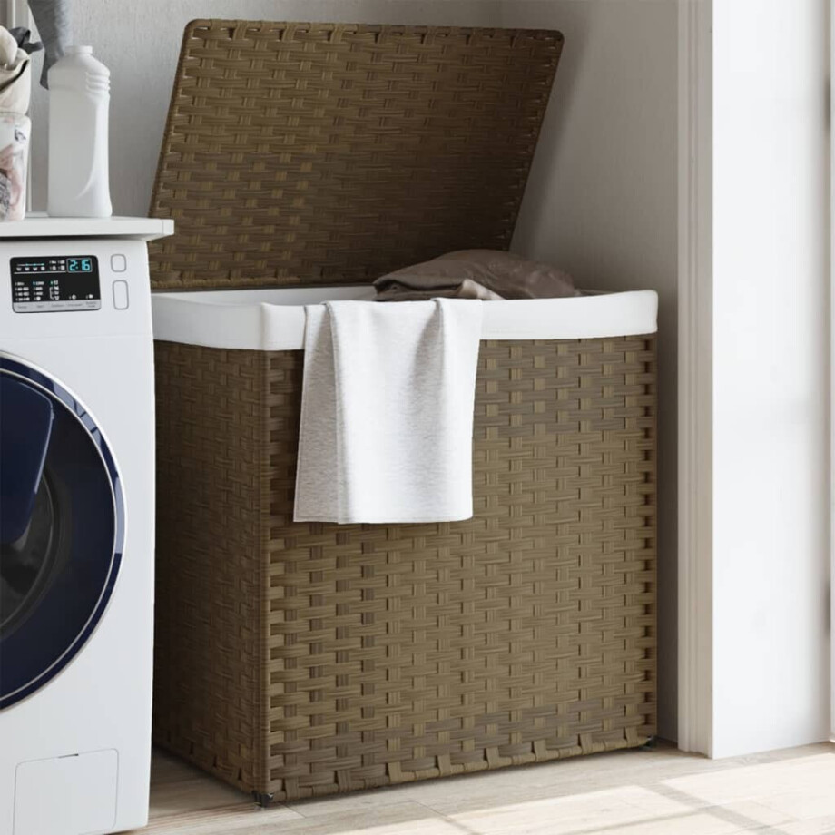 vidaXL Wasmand met 2 vakken 53x35x57 cm poly rattan afbeelding 1