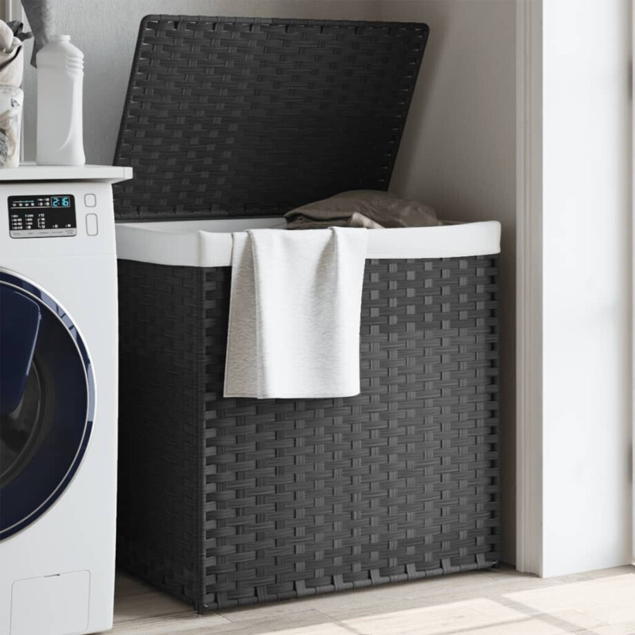 vidaXL Wasmand met 2 vakken 53x35x57 cm poly rattan grijs afbeelding 1