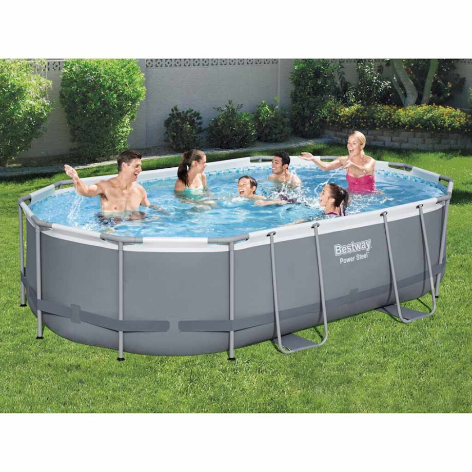 Bestway Power Steel Zwembadset ovaal 488x305x107 cm afbeelding 