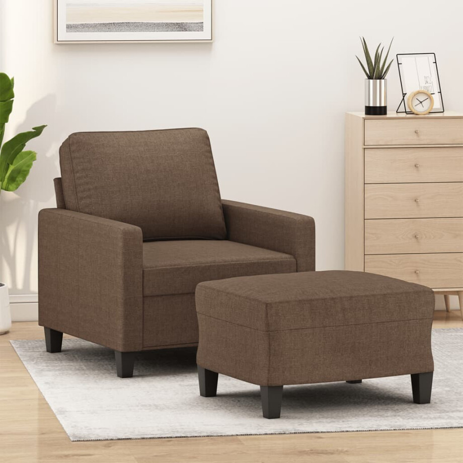 vidaXL Fauteuil met voetenbank 60 cm stof bruin vidaXL Fauteuil met voetenbank 60 cm stof bruin afbeelding 1