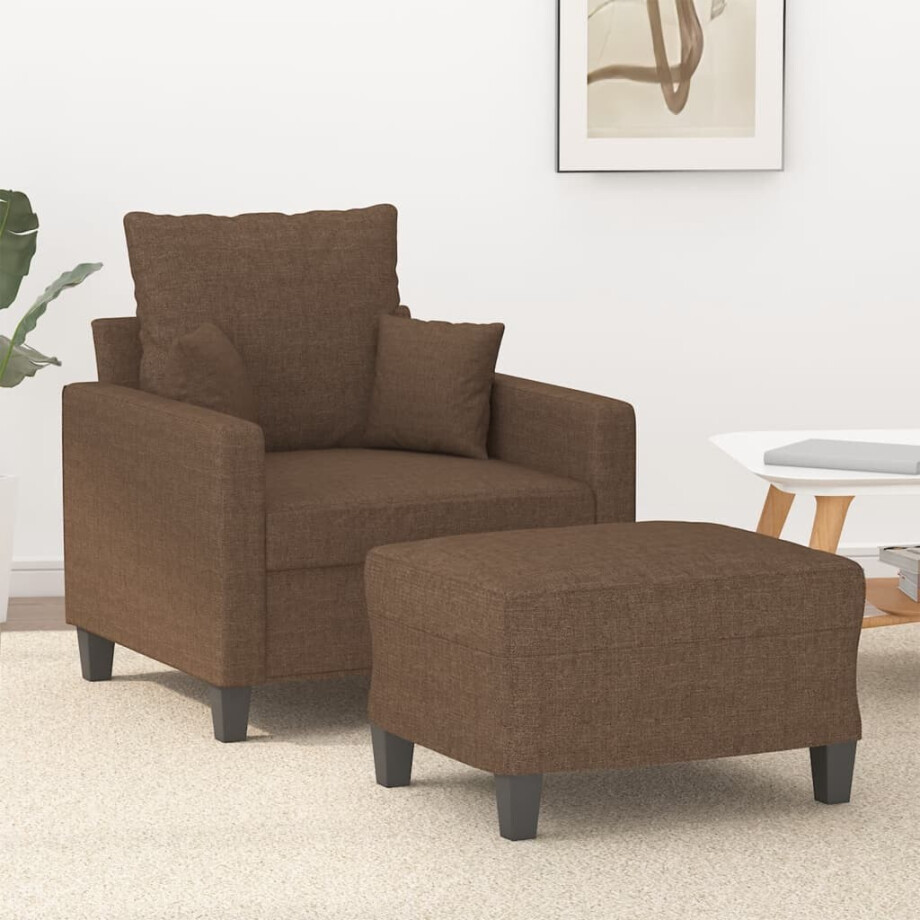 vidaXL Fauteuil met voetenbank 60 cm stof bruin vidaXL Fauteuil met voetenbank 60 cm stof bruin afbeelding 1