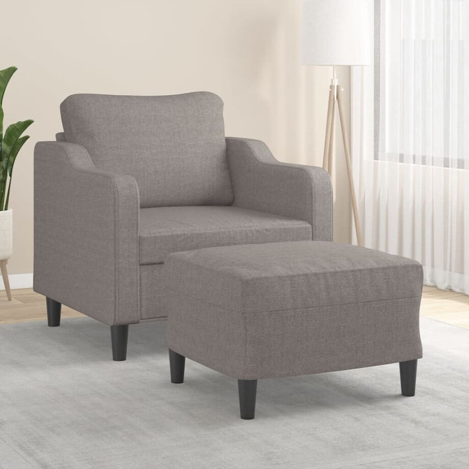 vidaXL Fauteuil met voetenbank 60 cm stof taupe afbeelding 1
