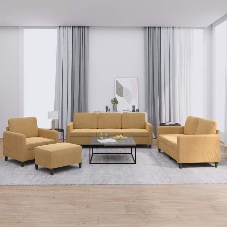 vidaXL 4-delige Loungeset fluweel bruin vidaXL 4-delige Loungeset fluweel bruin afbeelding 1