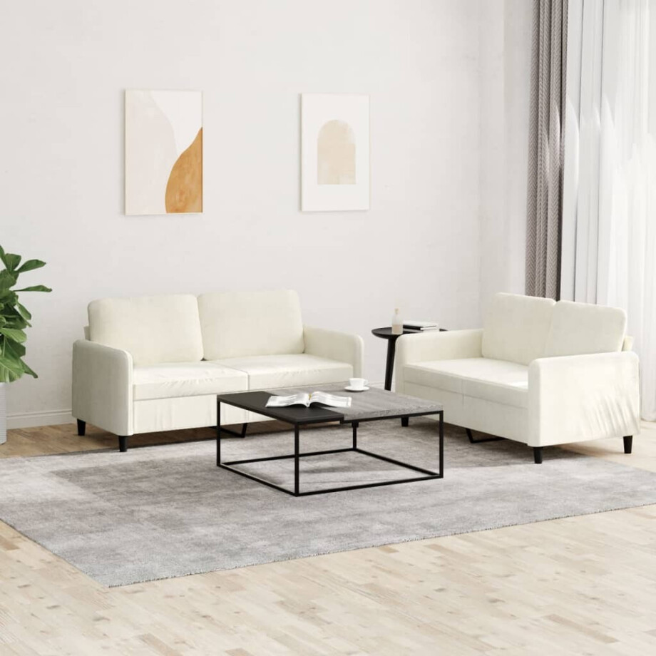 vidaXL 2-delige Loungeset fluweel crèmekleurig vidaXL 2-delige Loungeset fluweel crèmekleurig afbeelding 1