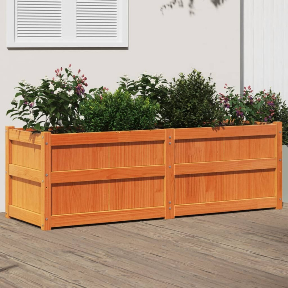 vidaXL Plantenbak 150x50x50 cm massief grenenhout wasbruin afbeelding 1