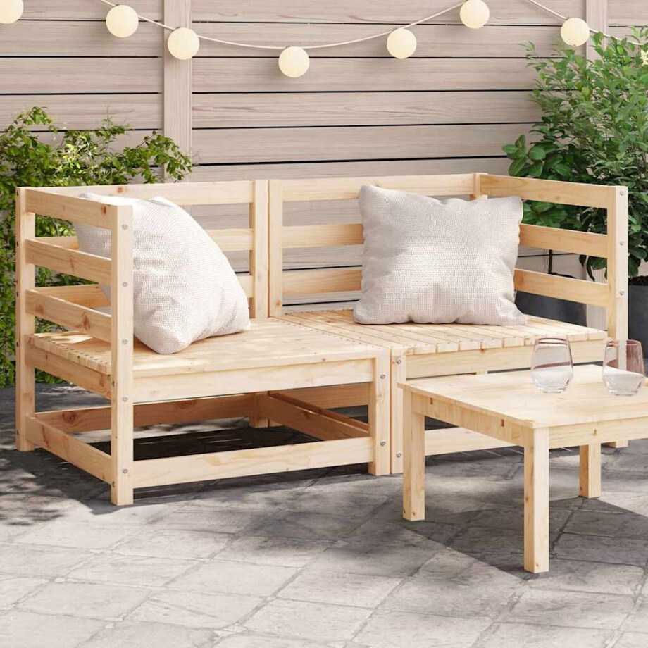 vidaXL Tuinhoekbank 2 st 70x70x67 cm massief grenenhout afbeelding 1