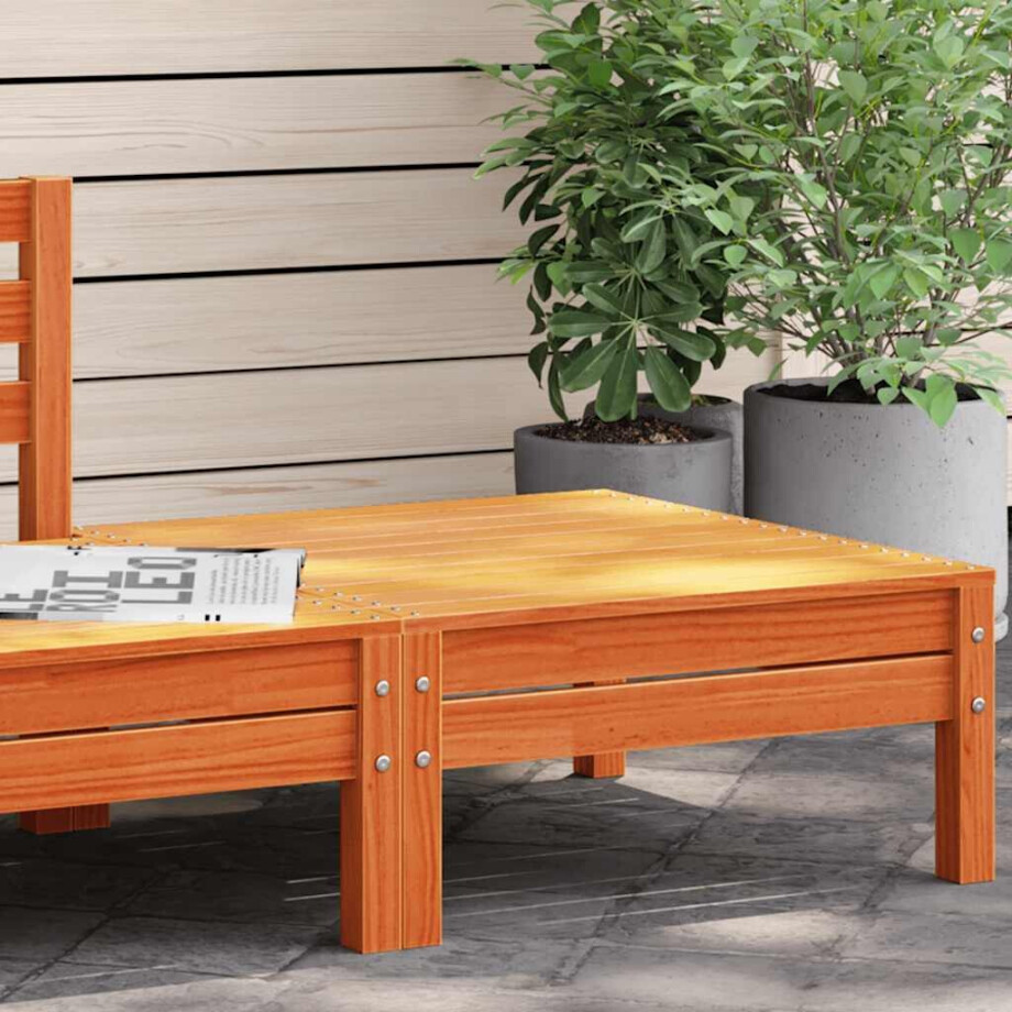vidaXL Tuinvoetenbank massief grenenhout wasbruin afbeelding 1