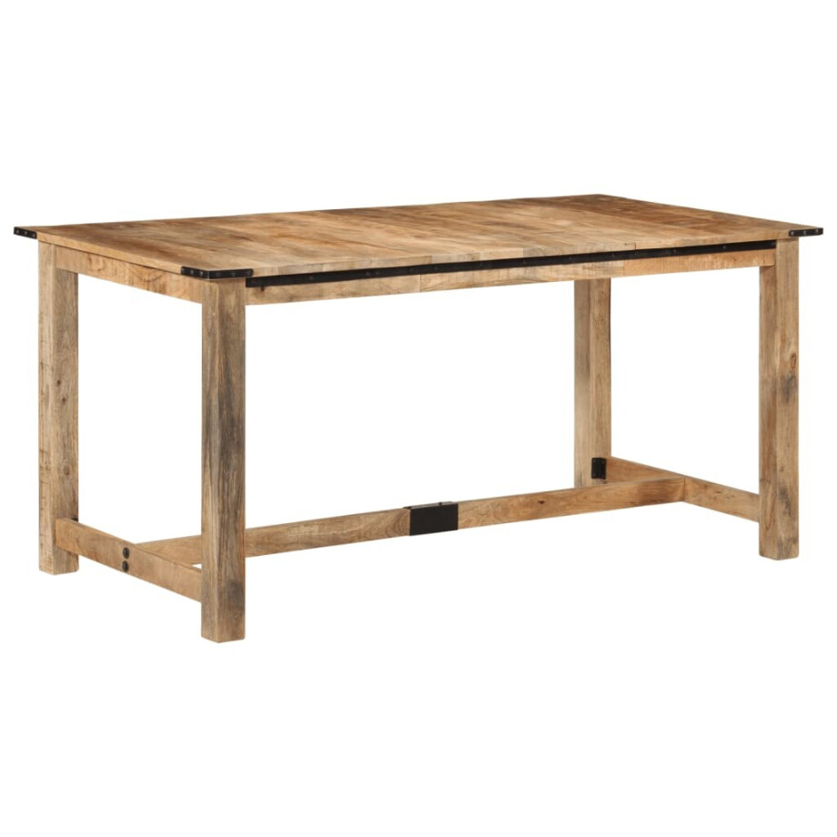 vidaXL Eettafel 160x80x75 cm massief mangohout afbeelding 1