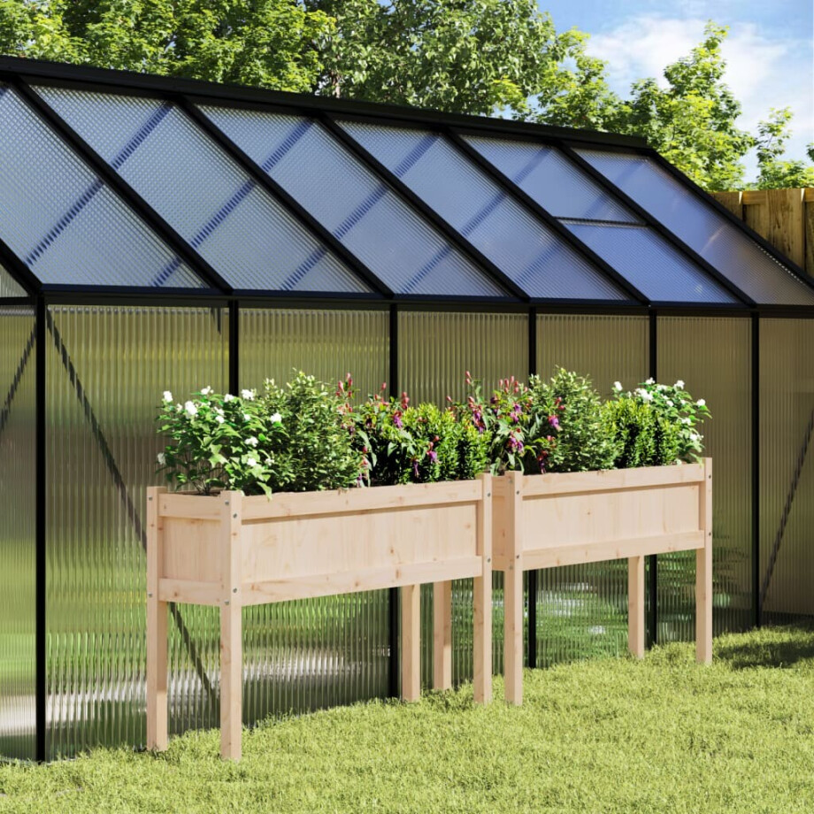 vidaXL Plantenbakken met poten 2 st massief grenenhout afbeelding 1