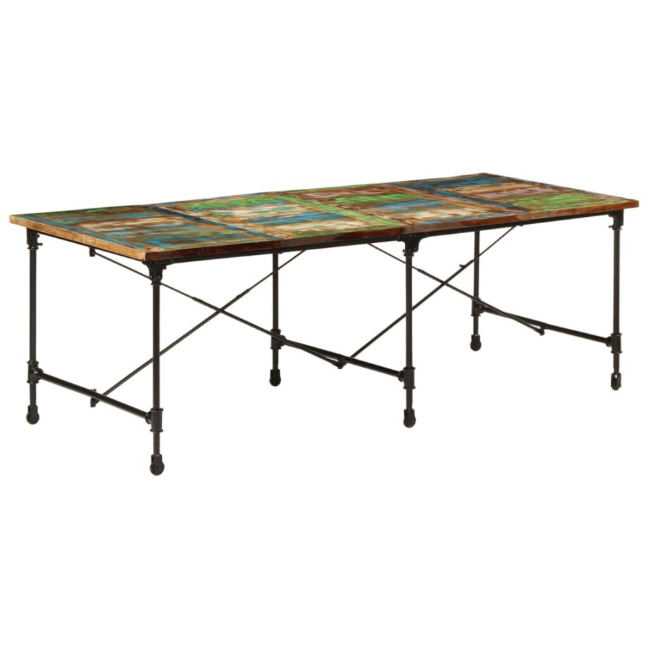 vidaXL Eettafel 220x90x77 cm massief gerecycled hout afbeelding 1