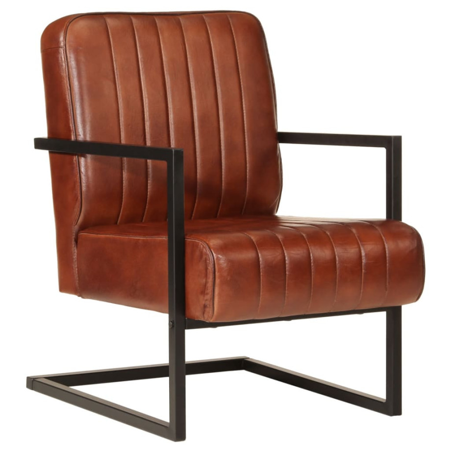 vidaXL Fauteuil echt leer bruin afbeelding 1