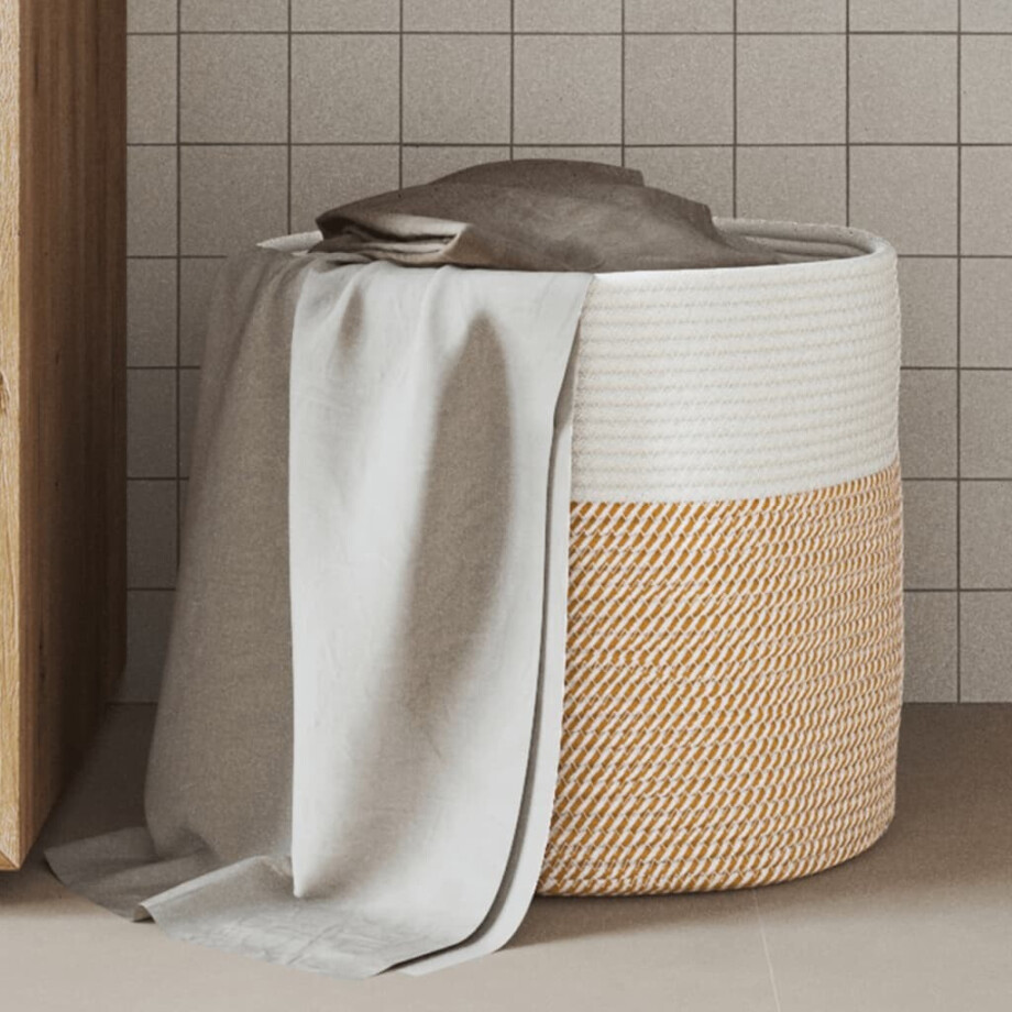 vidaXL Opbergmand Ø 40x35 cm katoen bruin en wit vidaXL Opbergmand Ø 40x35 cm katoen bruin en wit afbeelding 1