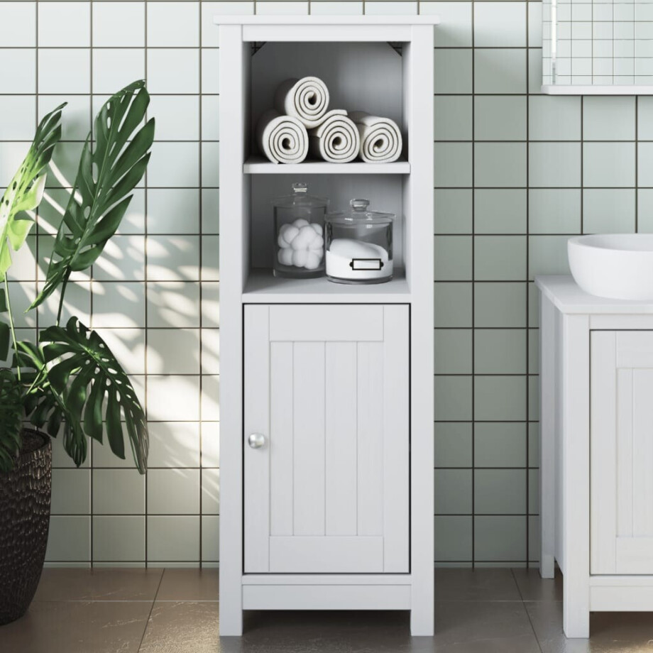 vidaXL Badkamerkast BERG 40x34x110 cm massief grenenhout wit afbeelding 1