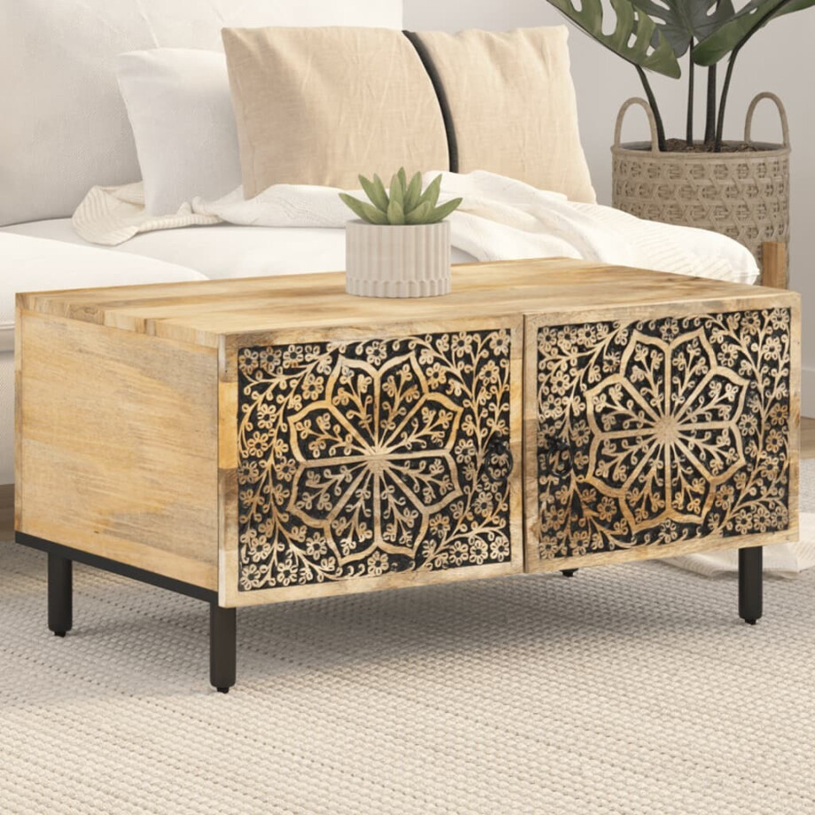 vidaXL Salontafel 80x50x40 cm massief mangohout vidaXL Salontafel 80x50x40 cm massief mangohout afbeelding 1
