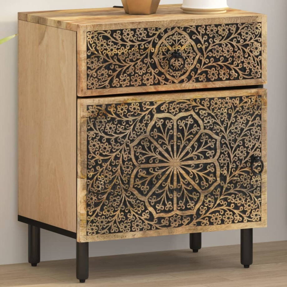 vidaXL Nachtkastje 50x33x60 cm massief mangohout afbeelding 1