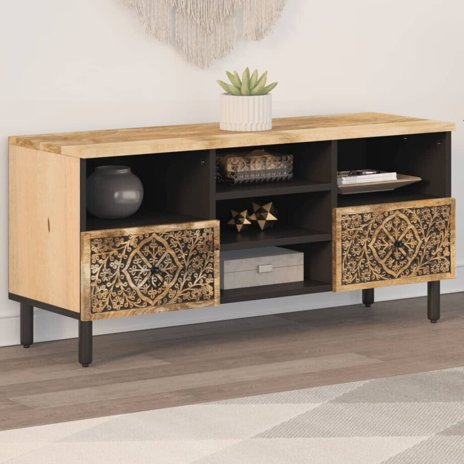 vidaXL Tv-meubel 100x33x46 cm massief mangohout afbeelding 1