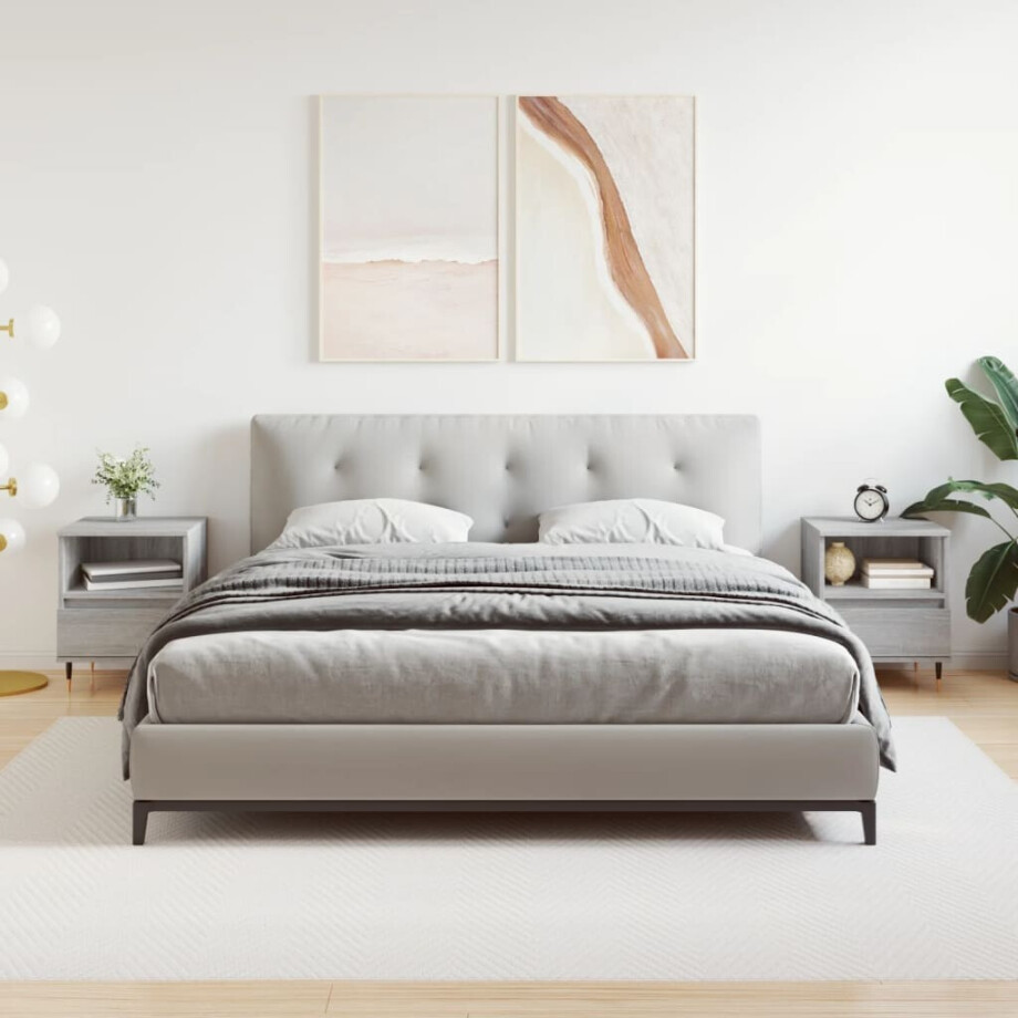 vidaXL Nachtkastjes 2 st 40x35x50 cm bewerkt hout grijs sonoma eiken vidaXL Nachtkastjes 2 st 40x35x50 cm bewerkt hout grijs sonoma eiken afbeelding 1