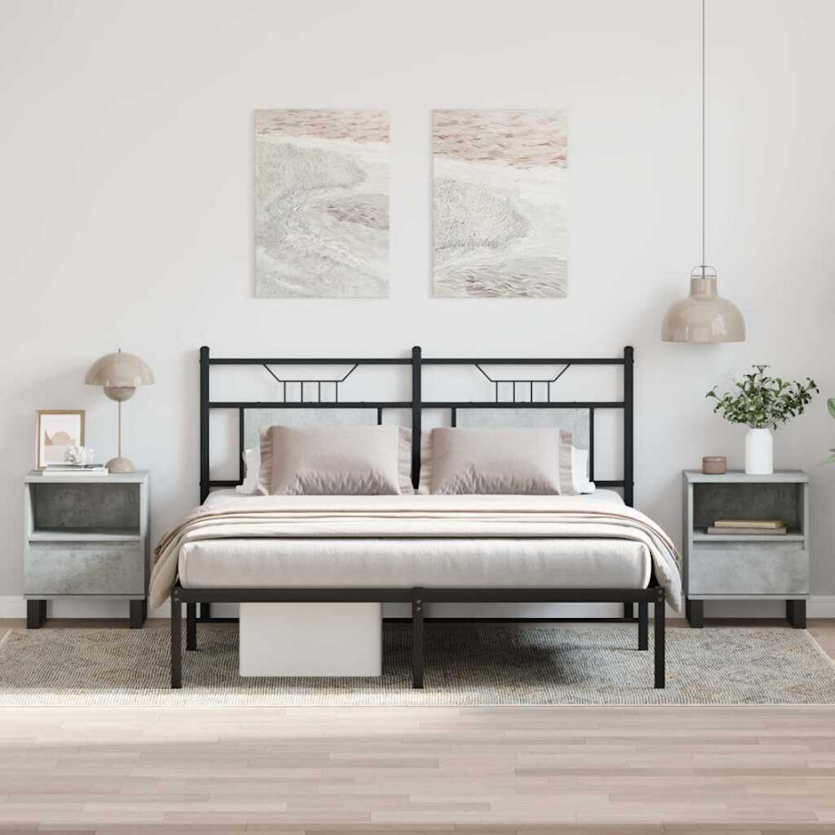 vidaXL Nachtkastjes 2 st 40x35x50 cm bewerkt hout betongrijs afbeelding 1