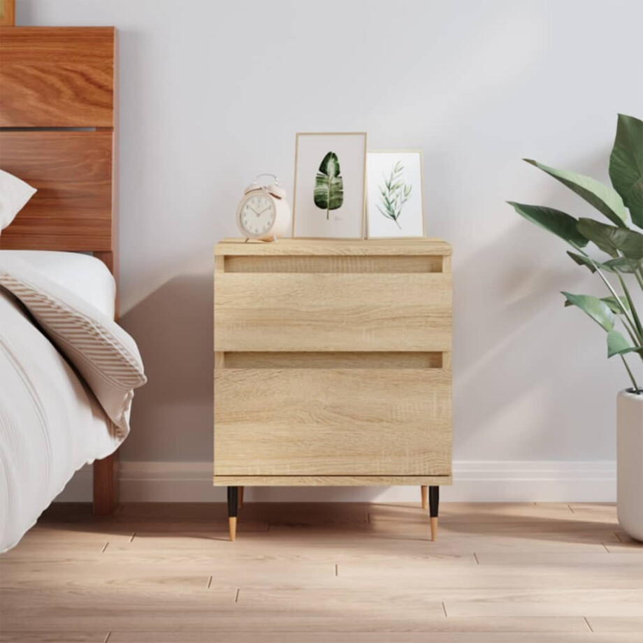 vidaXL Nachtkastje 40x35x50 cm bewerkt hout sonoma eikenkleurig vidaXL Nachtkastje 40x35x50 cm bewerkt hout sonoma eikenkleurig afbeelding 1