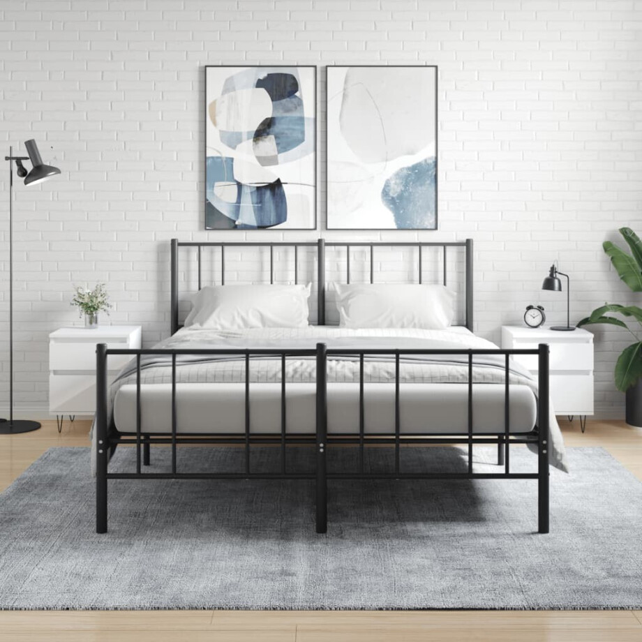 vidaXL Nachtkastjes 2 st 40x35x50 cm bewerkt hout wit afbeelding 1