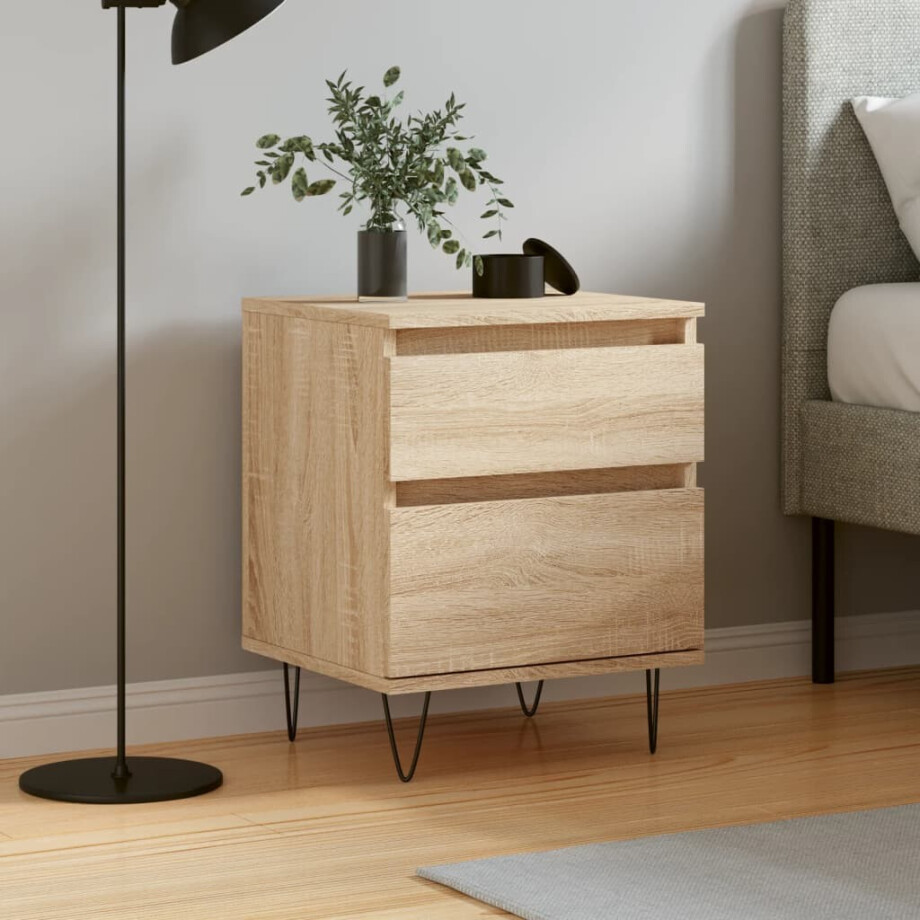 vidaXL Nachtkastje 40x35x50 cm bewerkt hout sonoma eikenkleurig vidaXL Nachtkastje 40x35x50 cm bewerkt hout sonoma eikenkleurig afbeelding 1