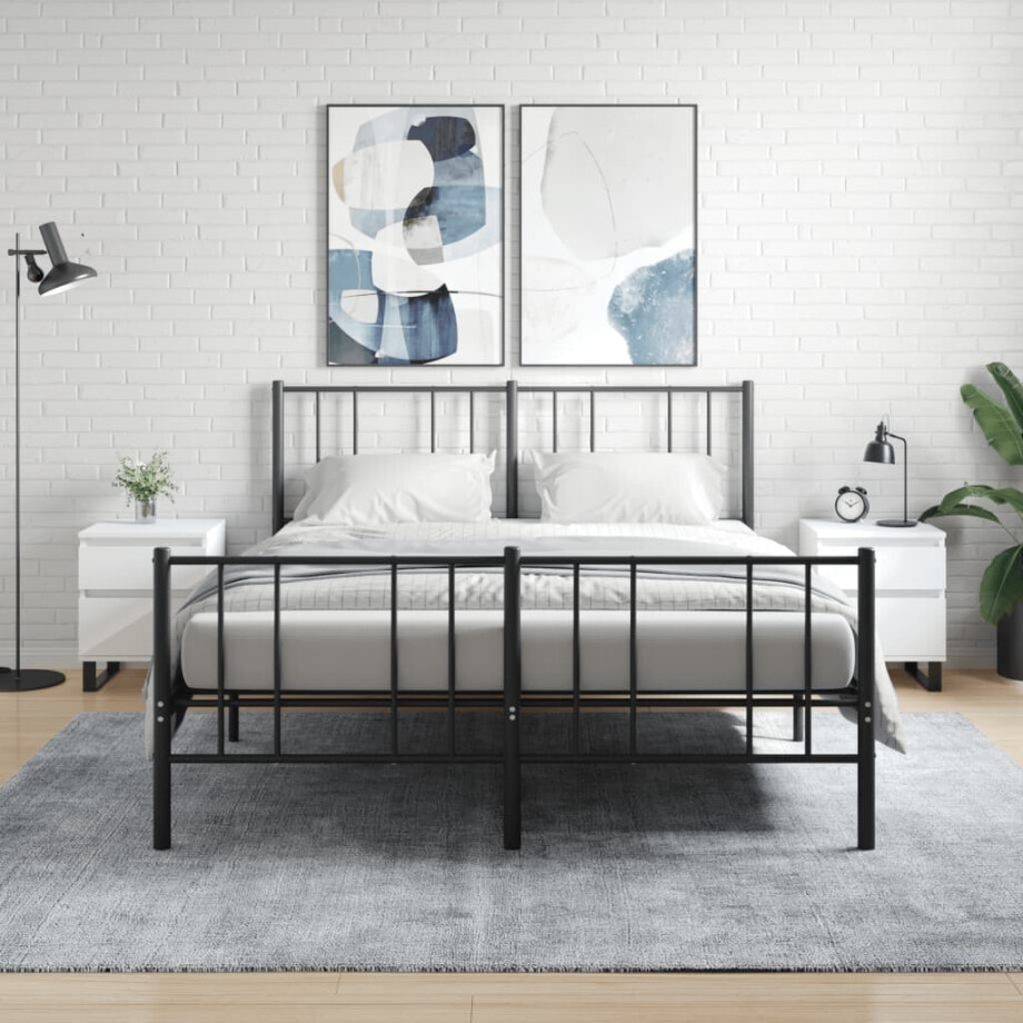 vidaXL Nachtkastjes 2 st 40x35x50 cm bewerkt hout wit afbeelding 1