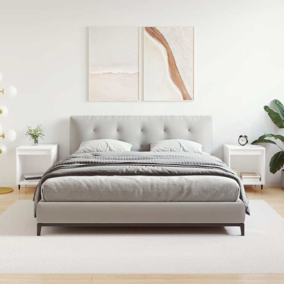 vidaXL Nachtkastjes 2 st 40x35x50 cm bewerkt hout wit afbeelding 1