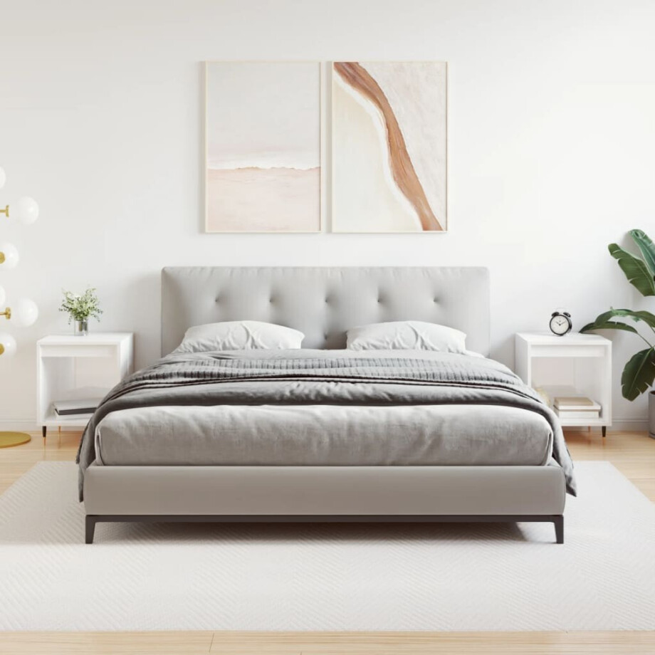 vidaXL Nachtkastjes 2 st 40x35x50 cm bewerkt hout hoogglans wit vidaXL Nachtkastjes 2 st 40x35x50 cm bewerkt hout hoogglans wit afbeelding 1