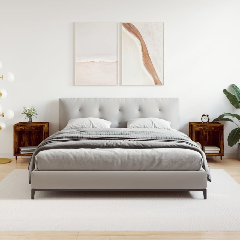 vidaXL Nachtkastjes 2 st 40x35x50 cm bewerkt hout gerookt eikenkleurig afbeelding 1