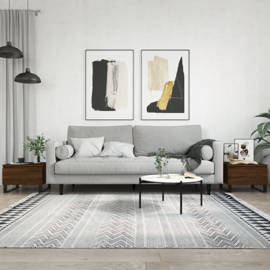 vidaXL Salontafels 2 st 50x46x35 cm bewerkt hout bruin eikenkleur afbeelding 1