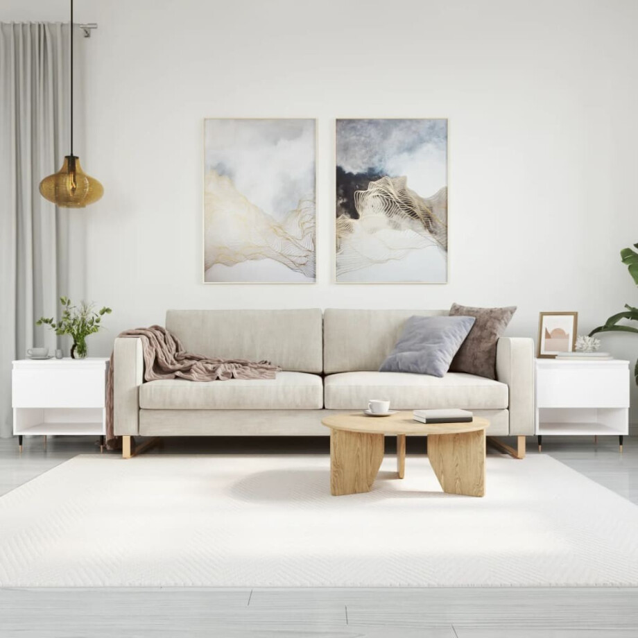 vidaXL Salontafels 2 st 50x46x50 cm bewerkt hout wit afbeelding 1