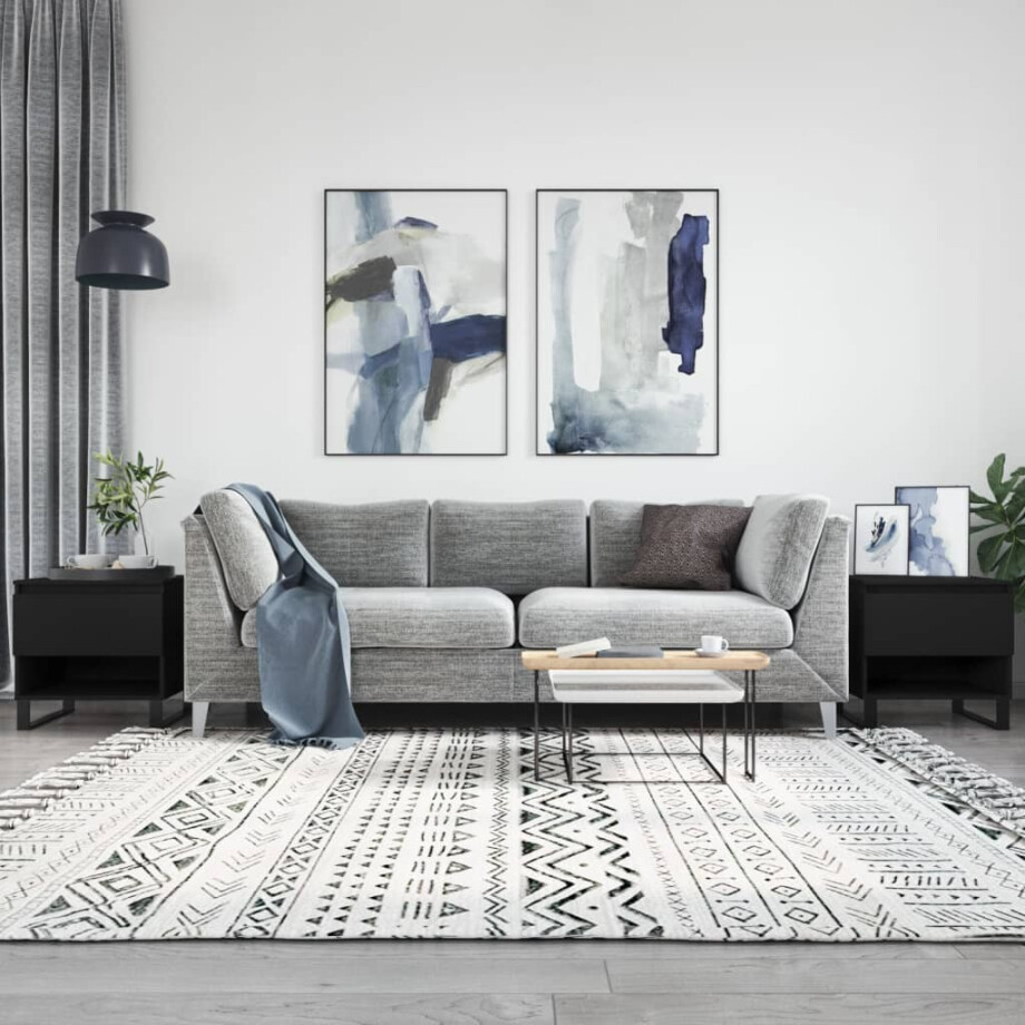 vidaXL Salontafels 2 st 50x46x50 cm bewerkt hout zwart afbeelding 1