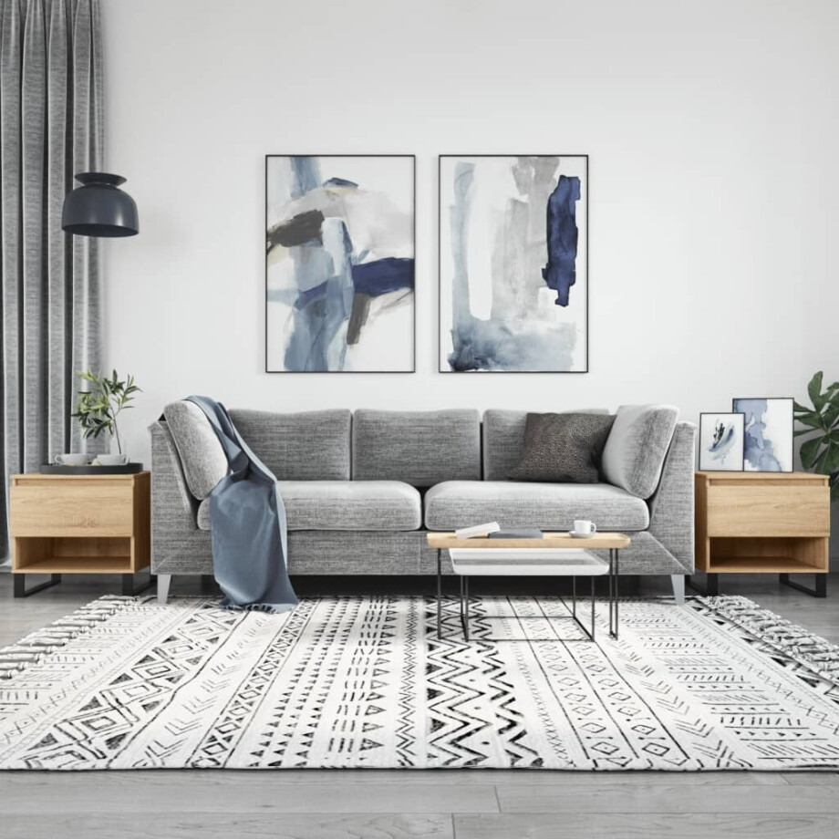 vidaXL Salontafels 2 st 50x46x50 cm bewerkt hout sonoma eikenkleurig afbeelding 1