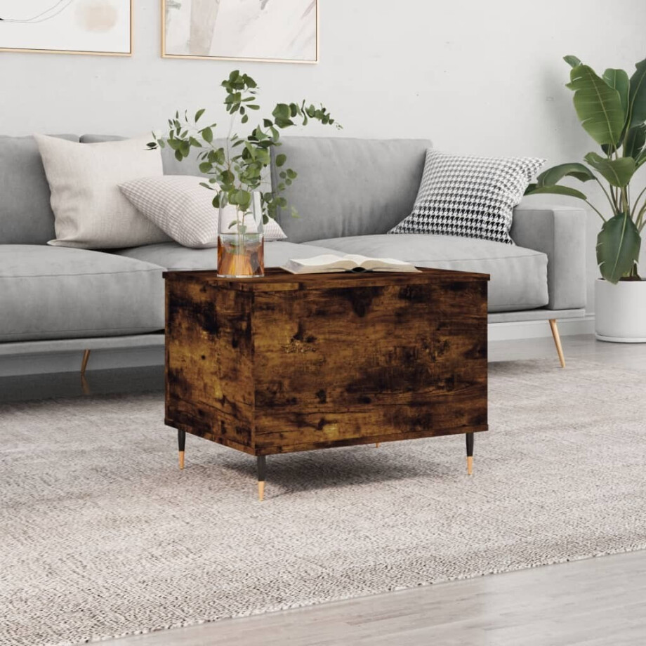 vidaXL Salontafel 60x44,5x45 cm bewerkt hout gerookt eikenkleurig vidaXL Salontafel 60x44,5x45 cm bewerkt hout gerookt eikenkleurig afbeelding 1